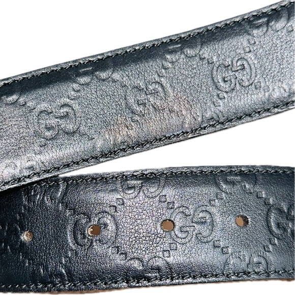 Gucci: Belt GG Interlocking Logo Monogram Leather Belt (Black) - Picture 10 of 15